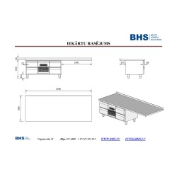 Table-refrigerator with an extended working surface with 4 drawers