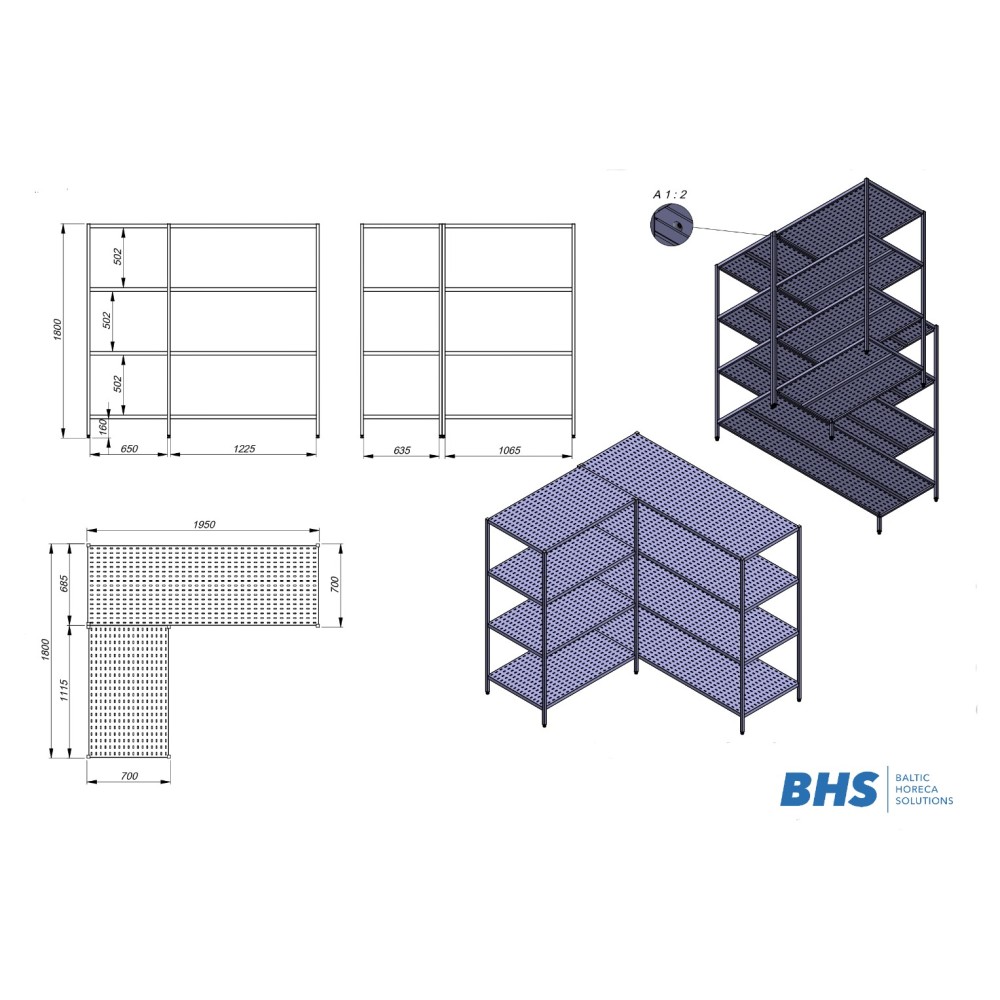 Corner perforated shelf