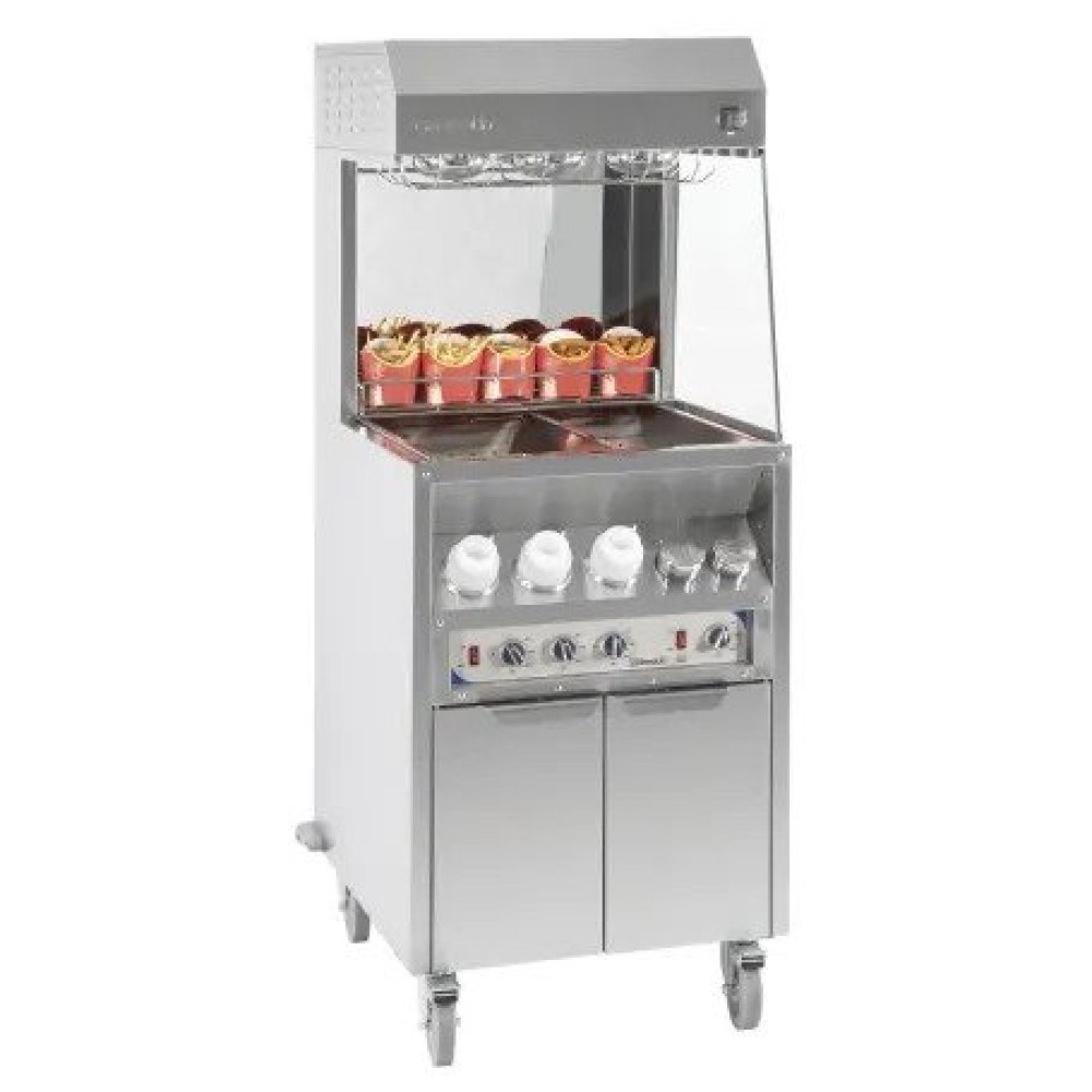 French fries holding station trolley with sauce heater 600