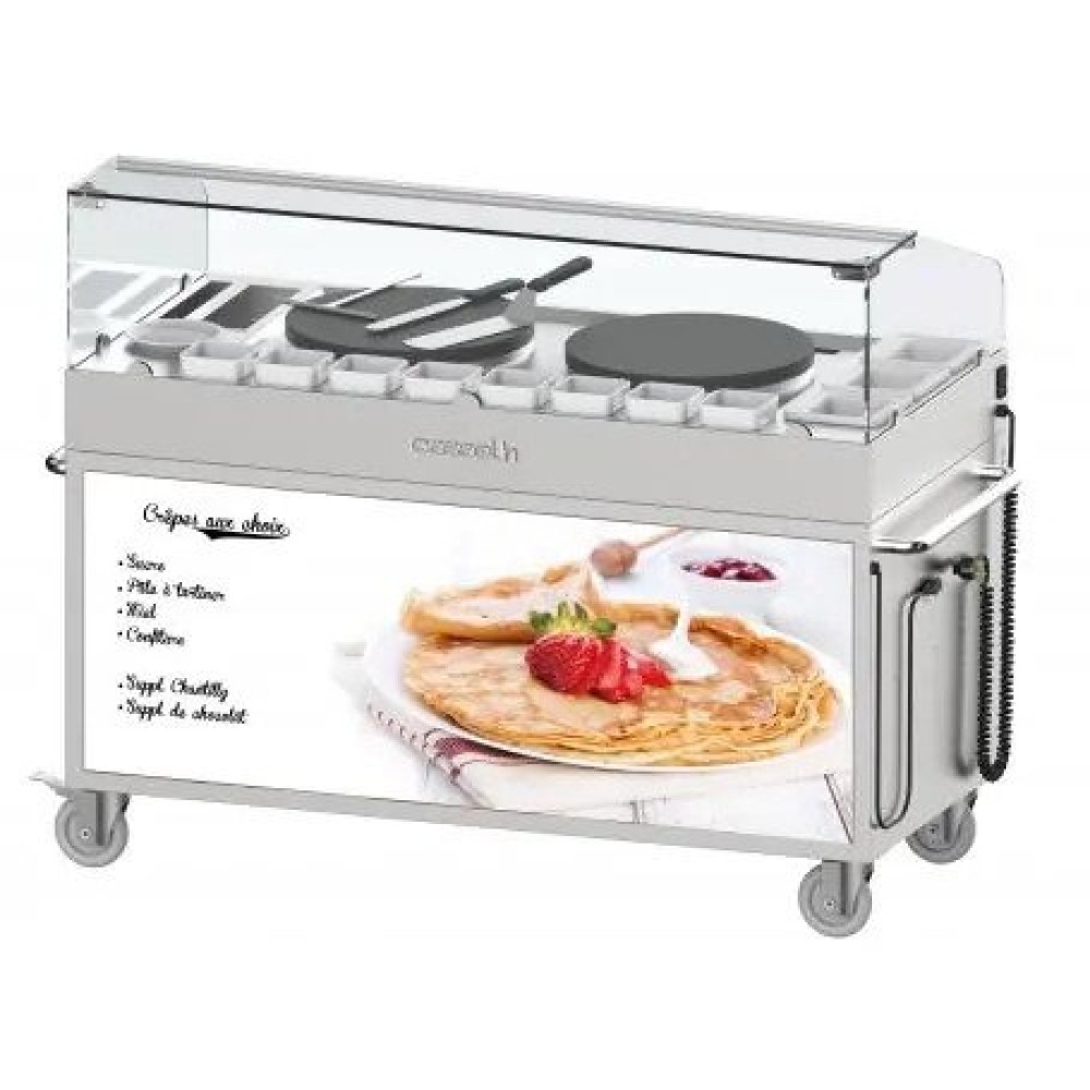 Double electric crepe maker trolley 40 - built-in