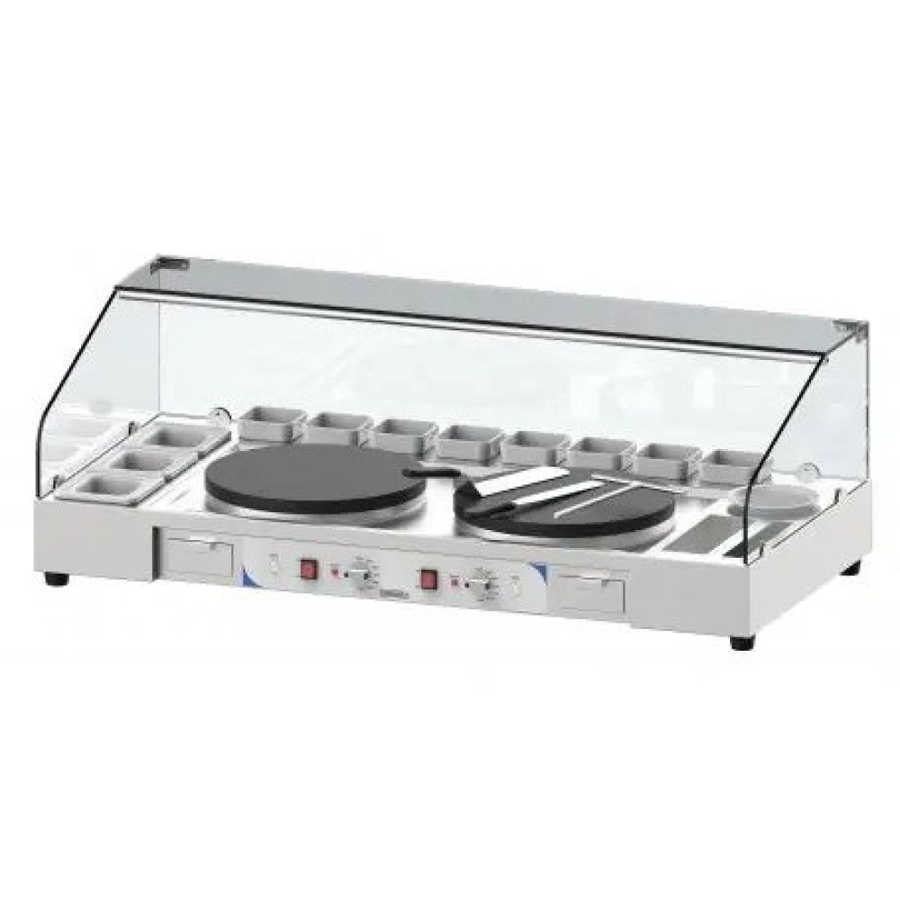 Double crepe maker serving station