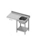 Easily assembled work table with sink, shelf and space for dishwasher or refrigerator 1200