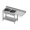 Easily assembled work table with 2 sinks , shelf and space for dishwasher or refrigerator 1600