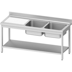 Table with a double-chamber sinks with a shelf 1400x600 mm