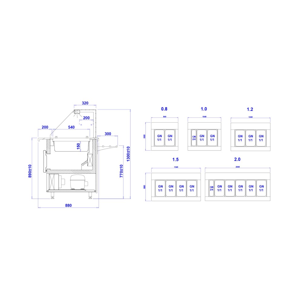 Salatibaar GASTROLINE PREMIUM 2040mm