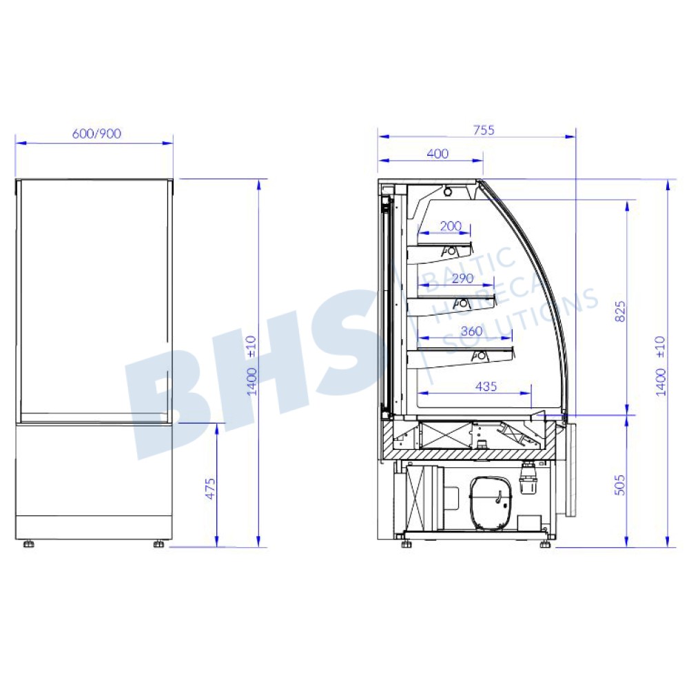 Maiustuste vitriin PETRO 900 mm