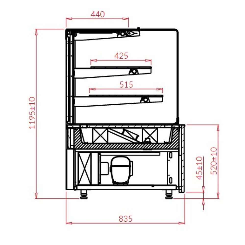 Warm showcase CUBE OPEN2 910 mm REMOTE