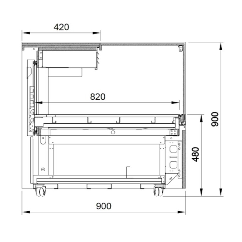 Refrigerated cash table PALERMO 900mm