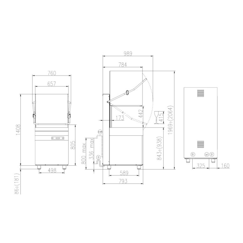 Kuppelnõudepesumasin, 500x500mm, HK 1200 E PRS