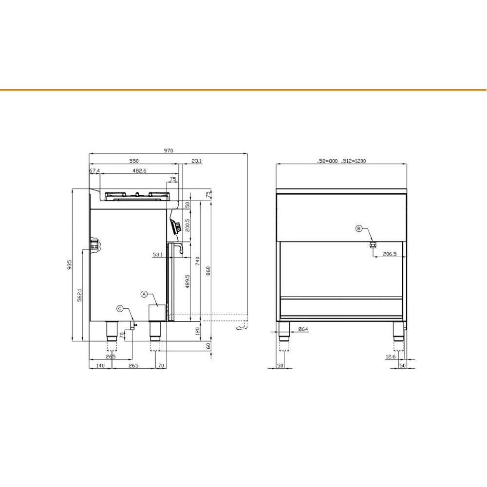 Gas stove with electric static oven CF2-58G