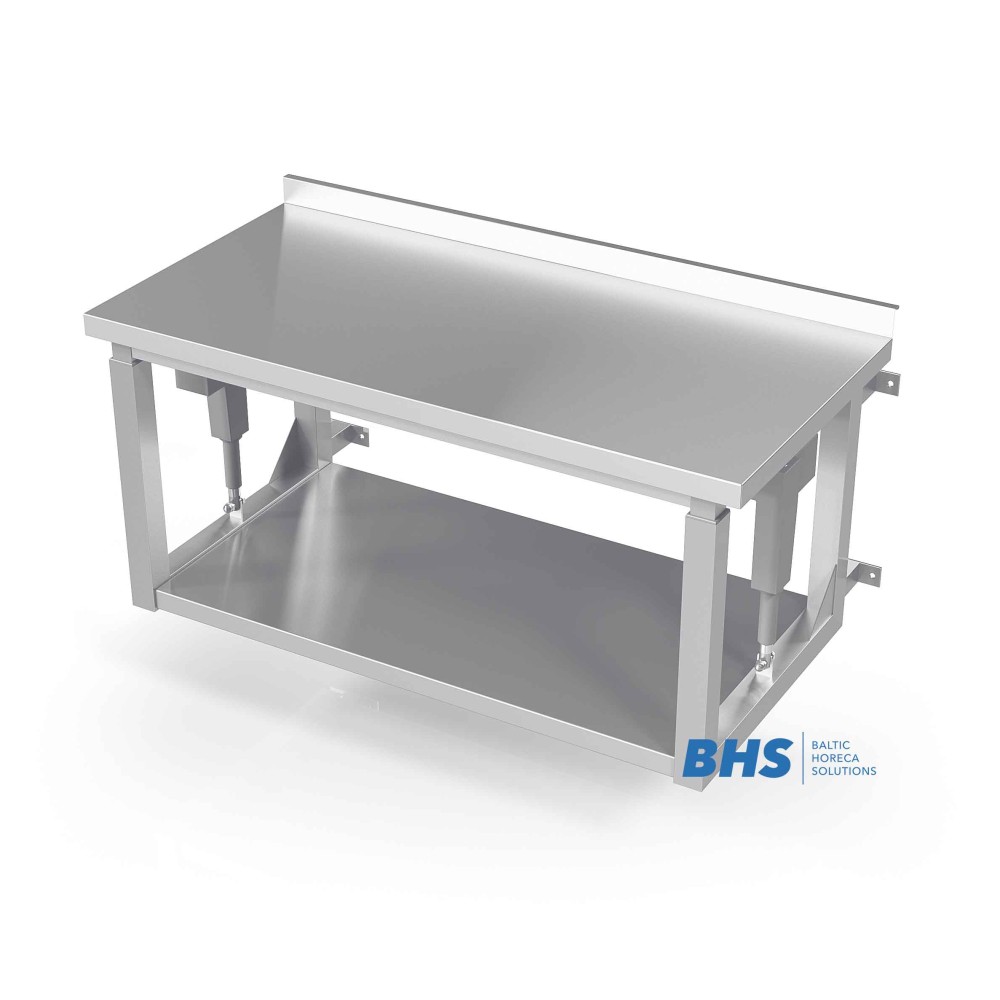 Wall mounted height adjustable table with shelf 1100