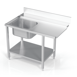 Table to dishwasher with a sink and shelf 600