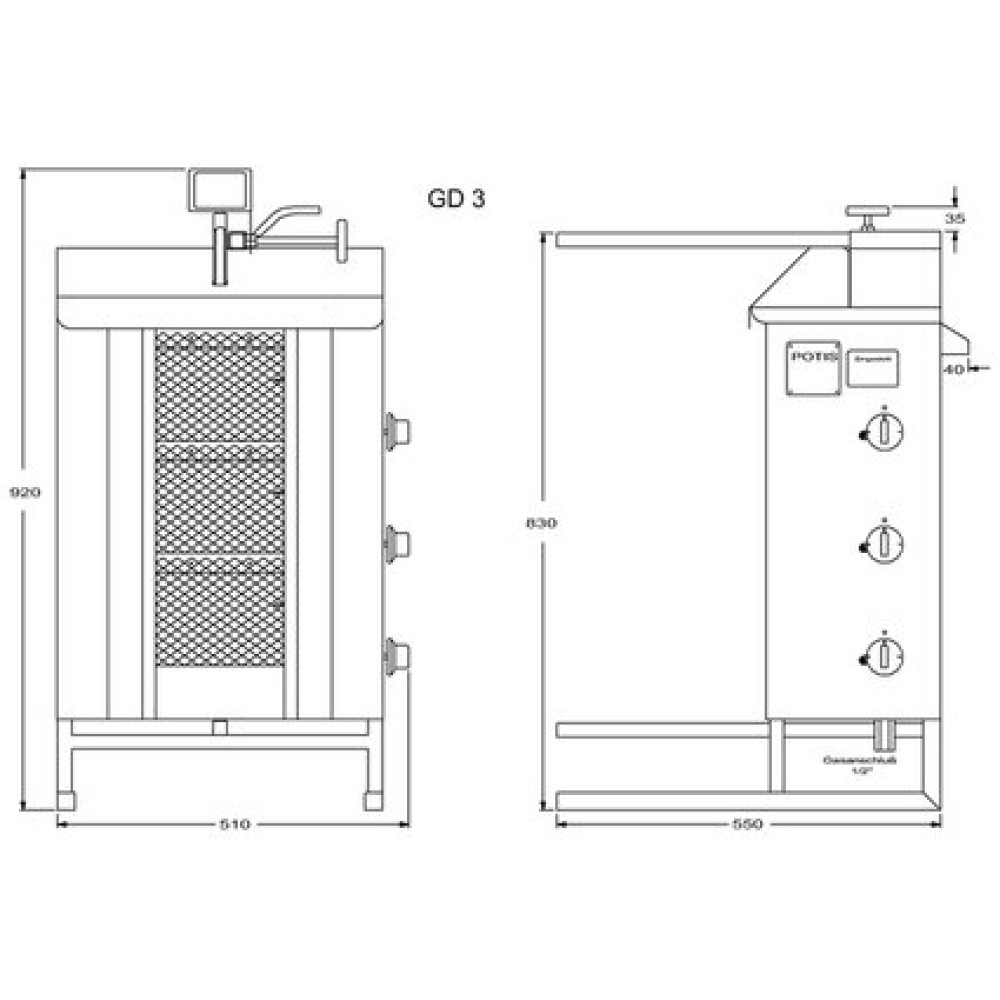 Gaasikebabimasin GD3/S 40kg