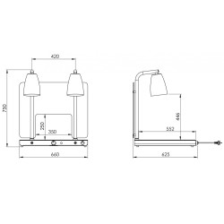 Carving station with infrared lamp Helios 2x1/1 PASS P1