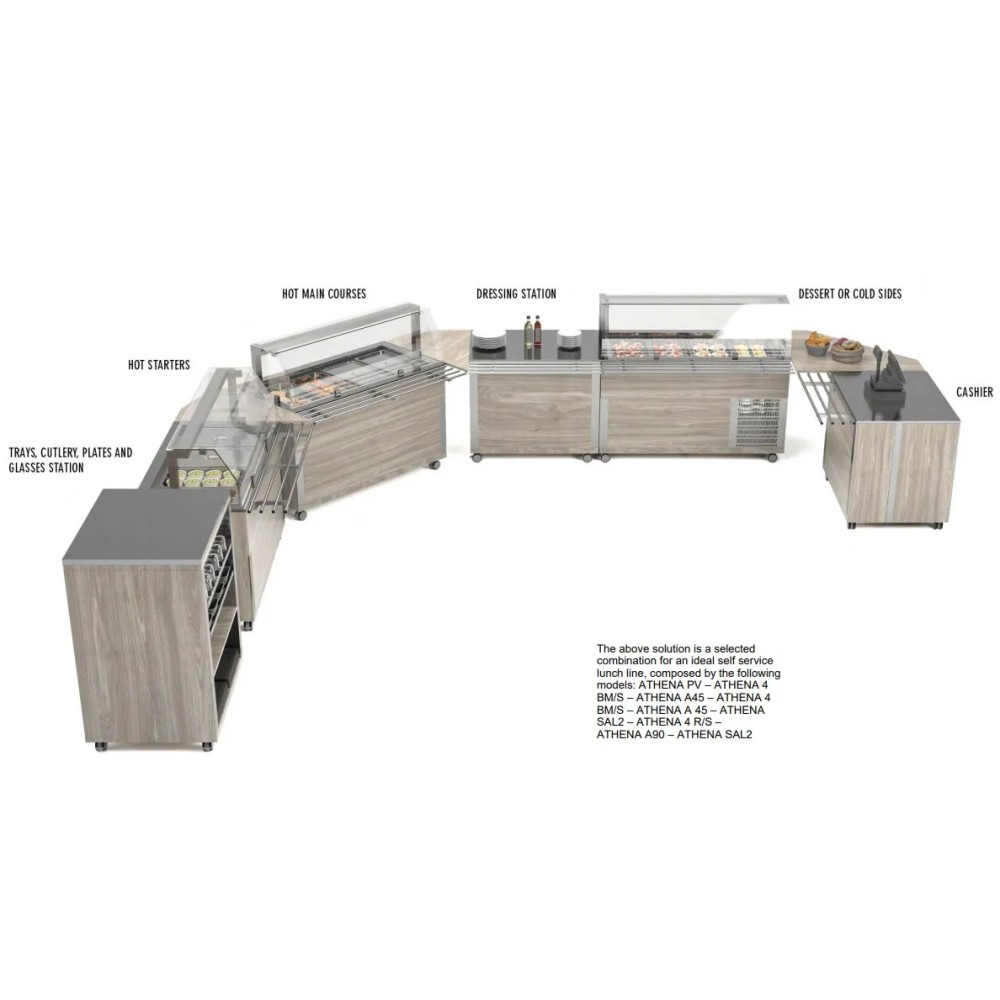 Kampinis modulis 90° su kojelėmis ir medine lentyna ATHENA A 90-1