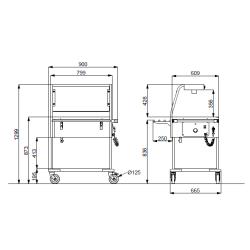 BAIN MARIE TROLLEY WITH HALOGEN LAMPS  2 GN1/1 COMPASS 2 HALO