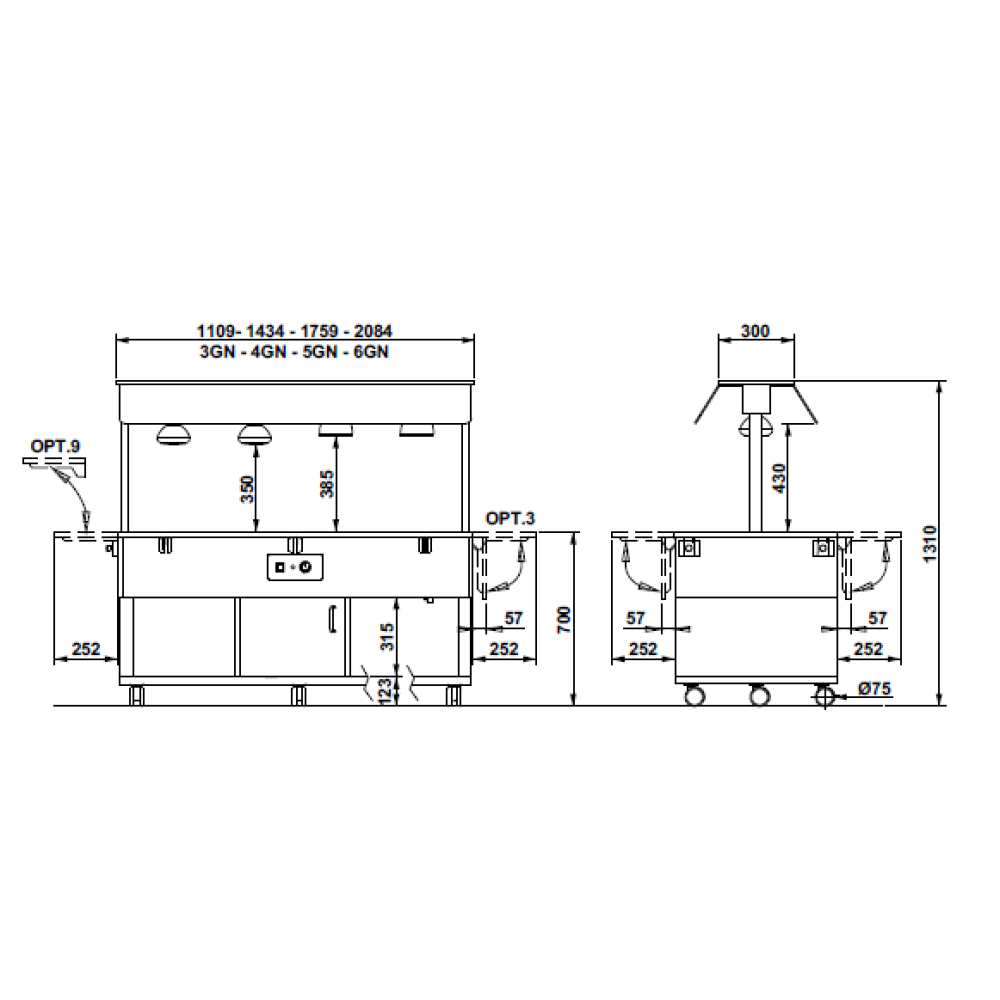 Bain-marie heating  HAPPY 5 BM