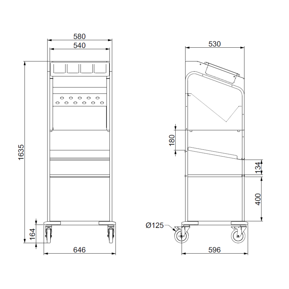 Cutlery, trays, glasses  and bread module OMNIA PP-TRP