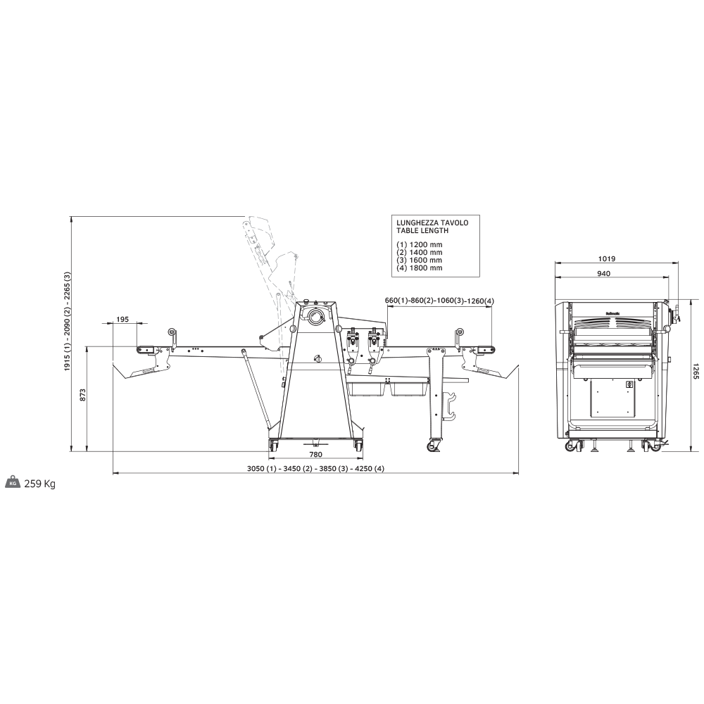 Manual dough sheeter R65-I/16