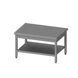 Low stainless steel central table with shelf 1000