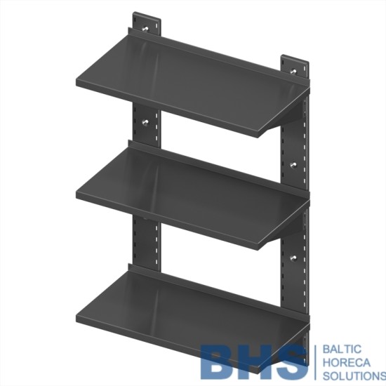 Wall shelf for equipment triple