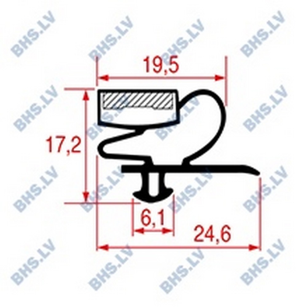 SNAP-IN GASKET L1009 LENGTH 2000 mm