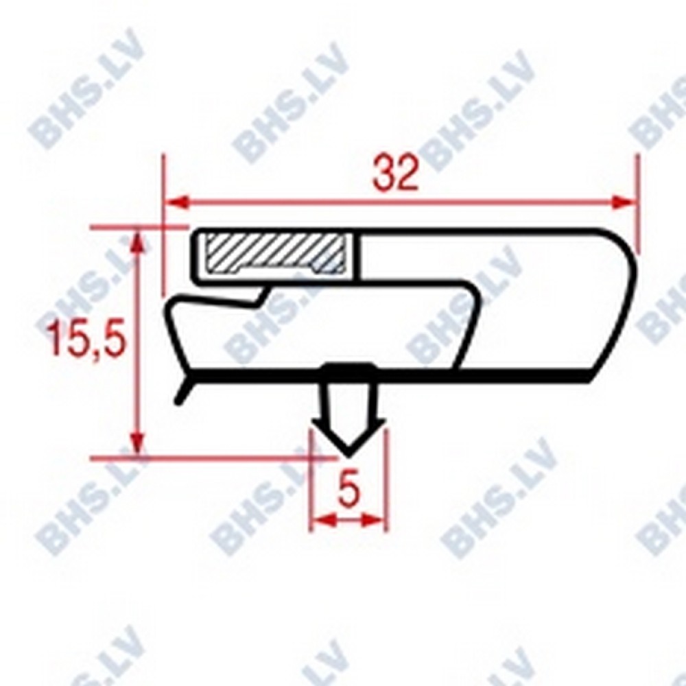 SNAP-IN GASKET L1031 LENGTH 2000 mm