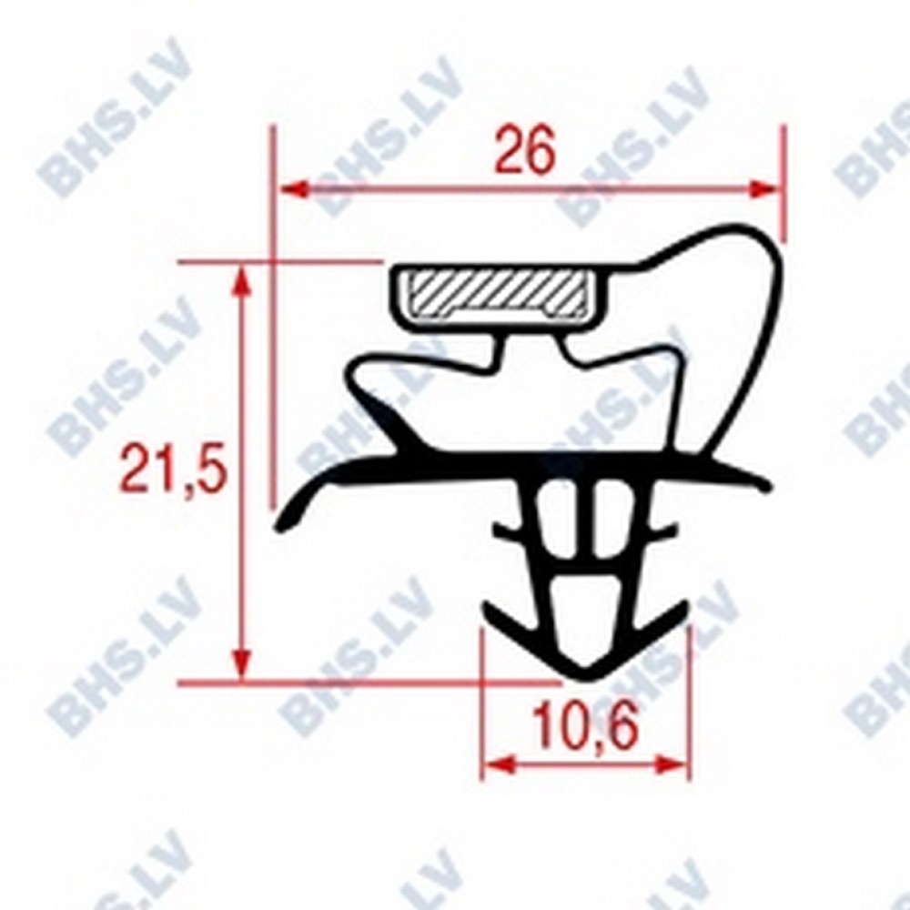 SNAP-IN GASKET L1035 LENGTH 2350 mm