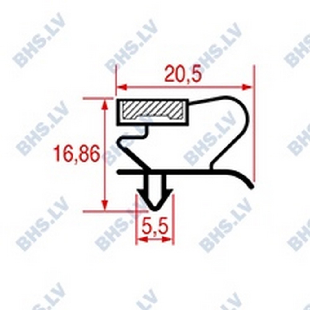 SNAP-IN GASKET L1038 LENGTH 2000 mm