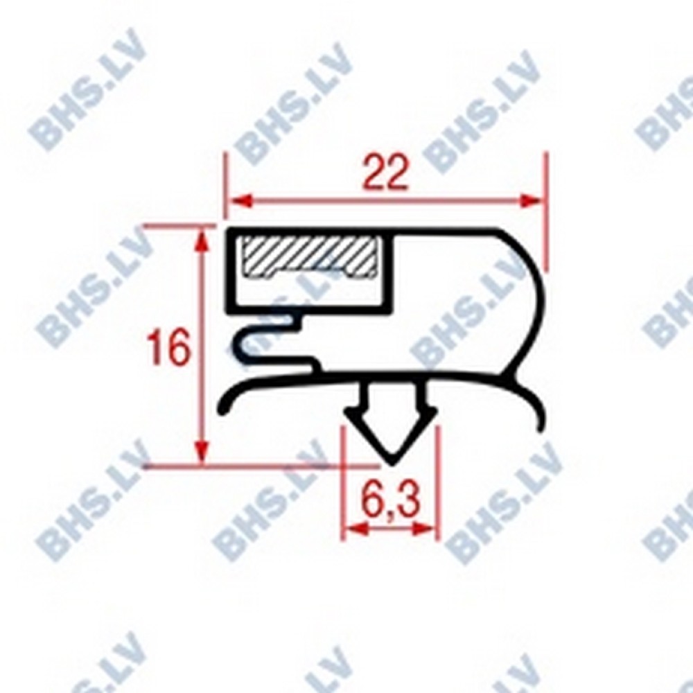 SNAP-IN GASKET L1042 LENGTH 2000 mm