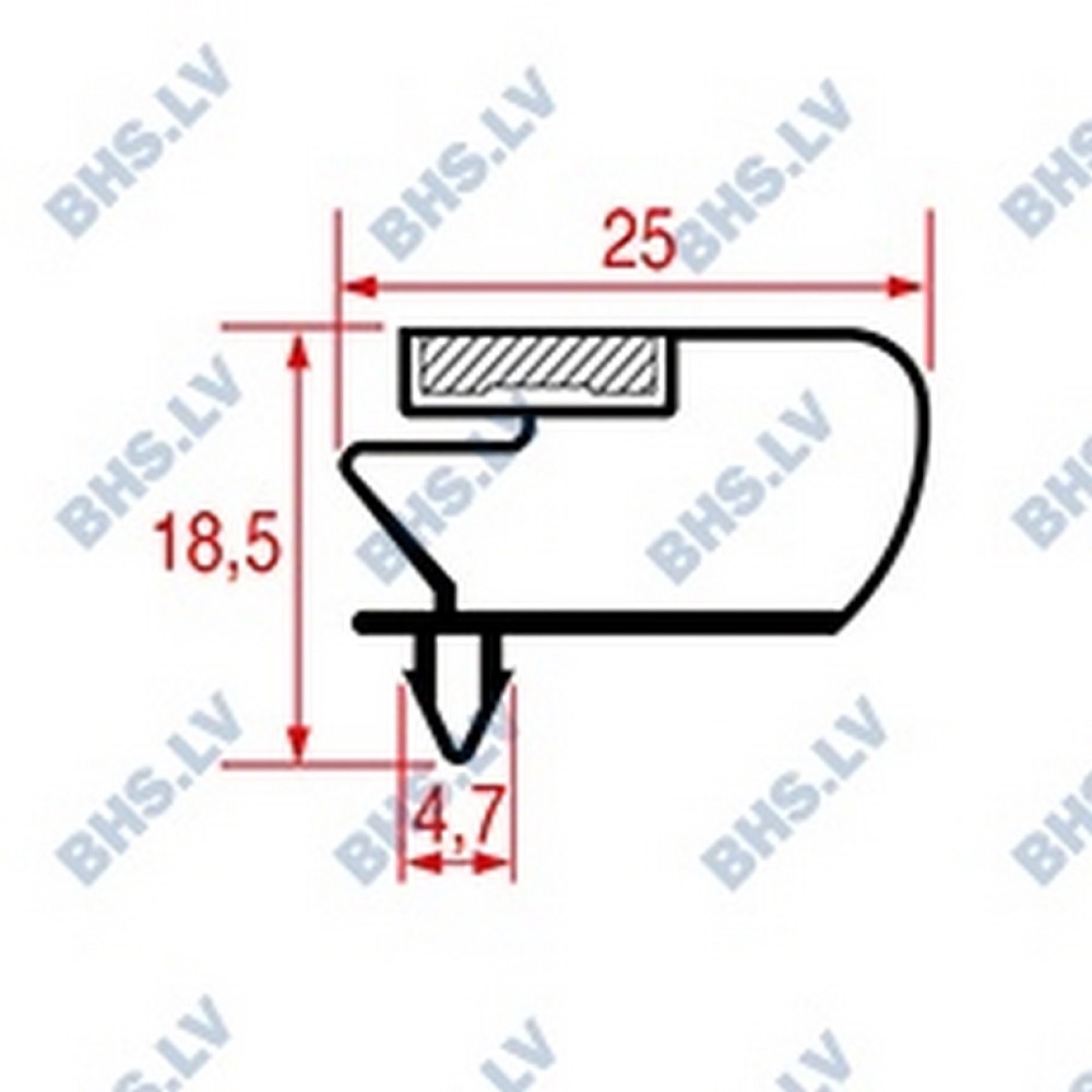 SNAP-IN GASKET L1048 LENGTH 2000 mm