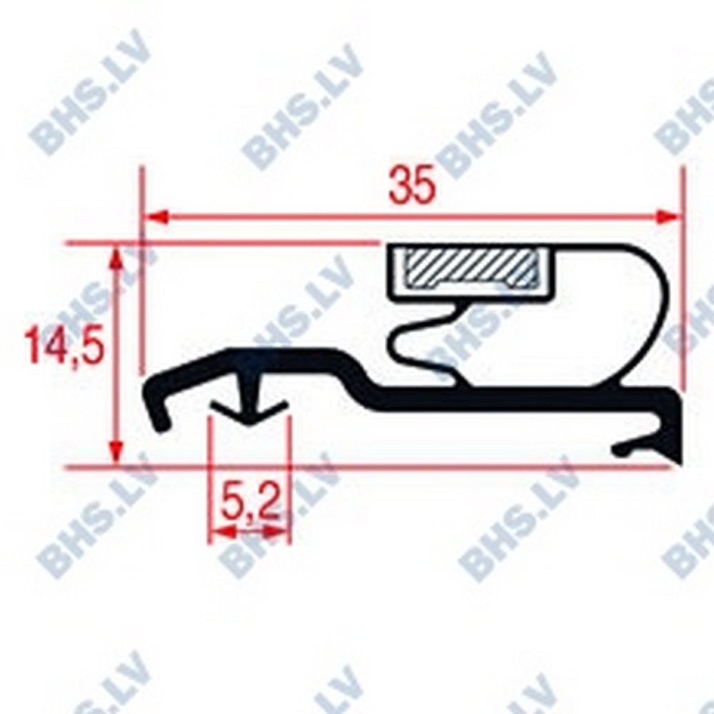 SNAP-IN GASKET L1066 LENGTH 2000 mm