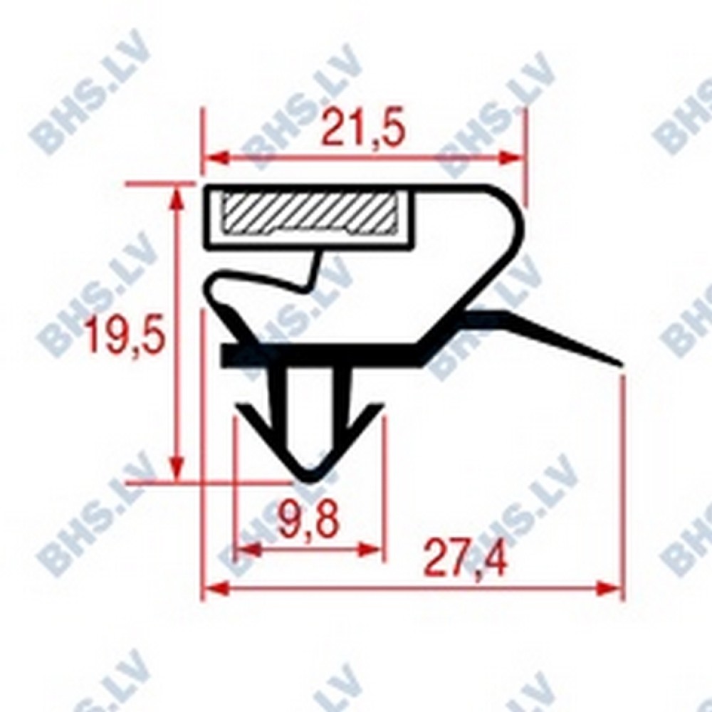 SNAP-IN GASKET L1073 LENGTH 2500 mm