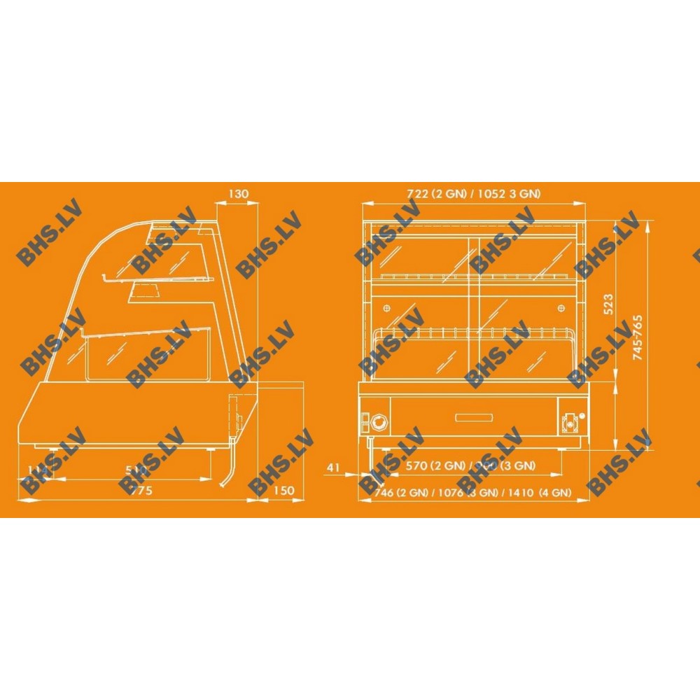 Soojendusega vitriin KENTUCKY HOT 4GN High