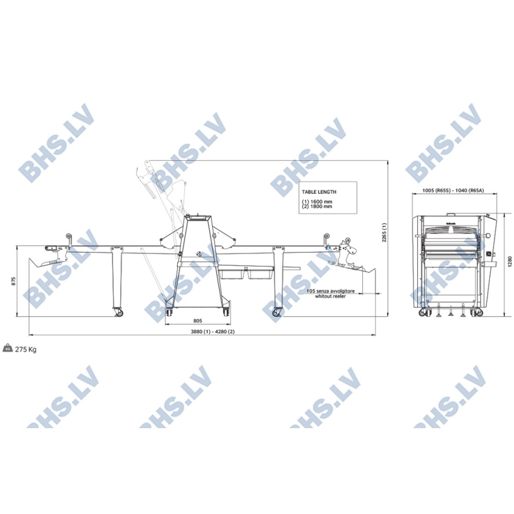 Semi-automatic dough sheeter R65S/16