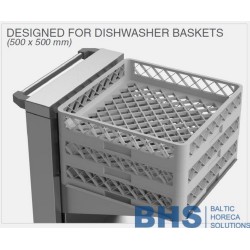 Dispenser trolley for 5 dishwasher baskets