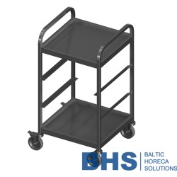 Trolley for dish baskets 500x500 with two shelves