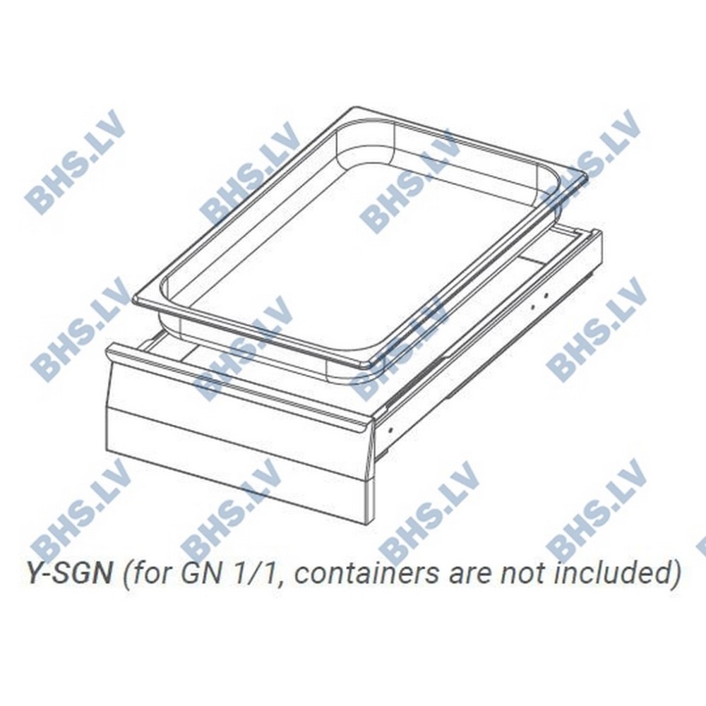 Quadruple drawer block with closed back for GN 1/1 container