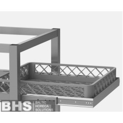 Frame with rails for dishwasher baskets