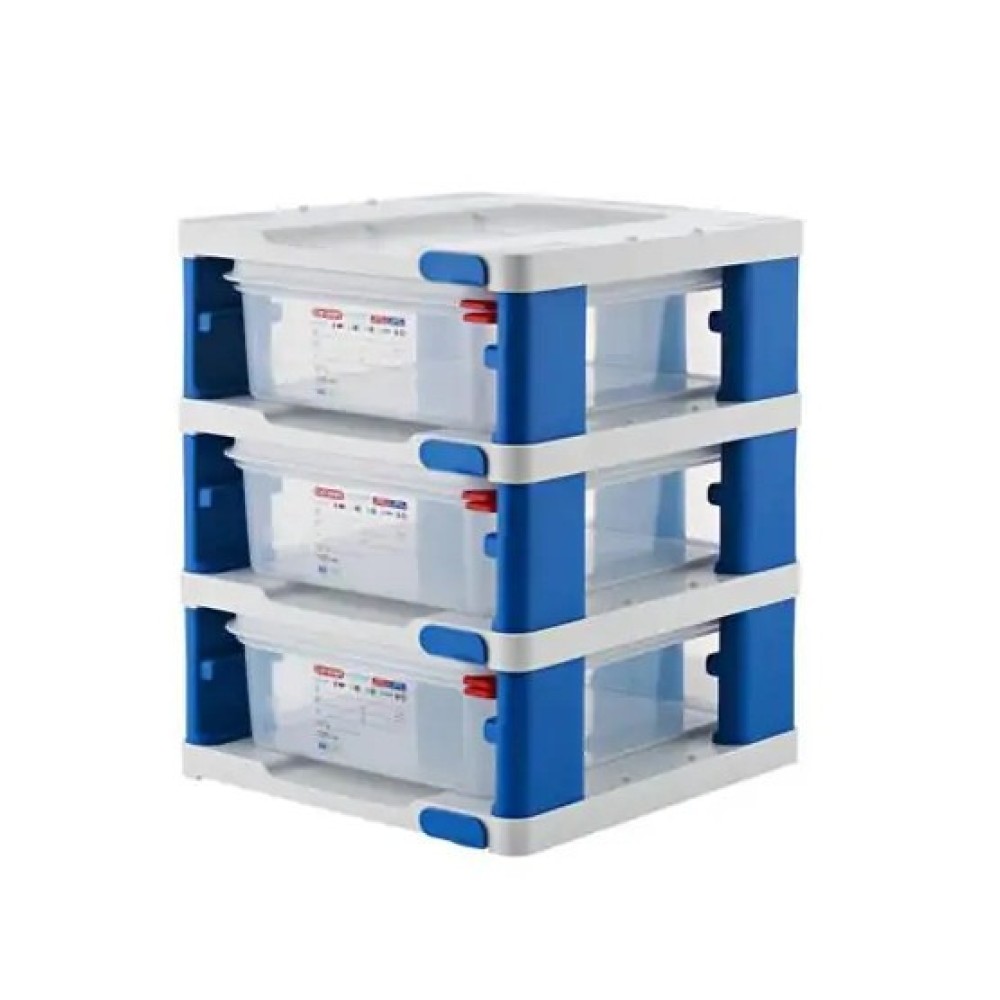 Food storage tower with containers 3xGN1/2  with lids