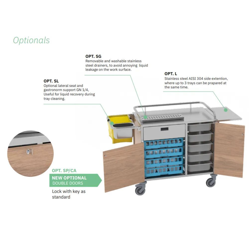 Pusryčių vežimėlis maisto patiekimui kambariuose A-CARE
