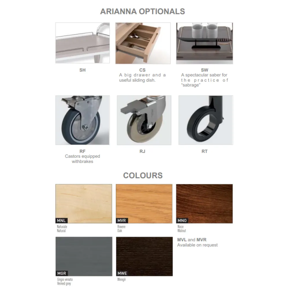 Arianna 2-Tier Wooden Serving Trolley