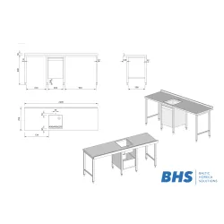 Roostevabast terasest laud valamuga 2200x700x900 mm