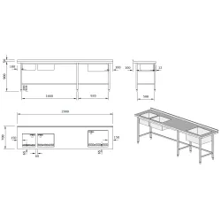 Roostevabast terasest laud 3 valamuga