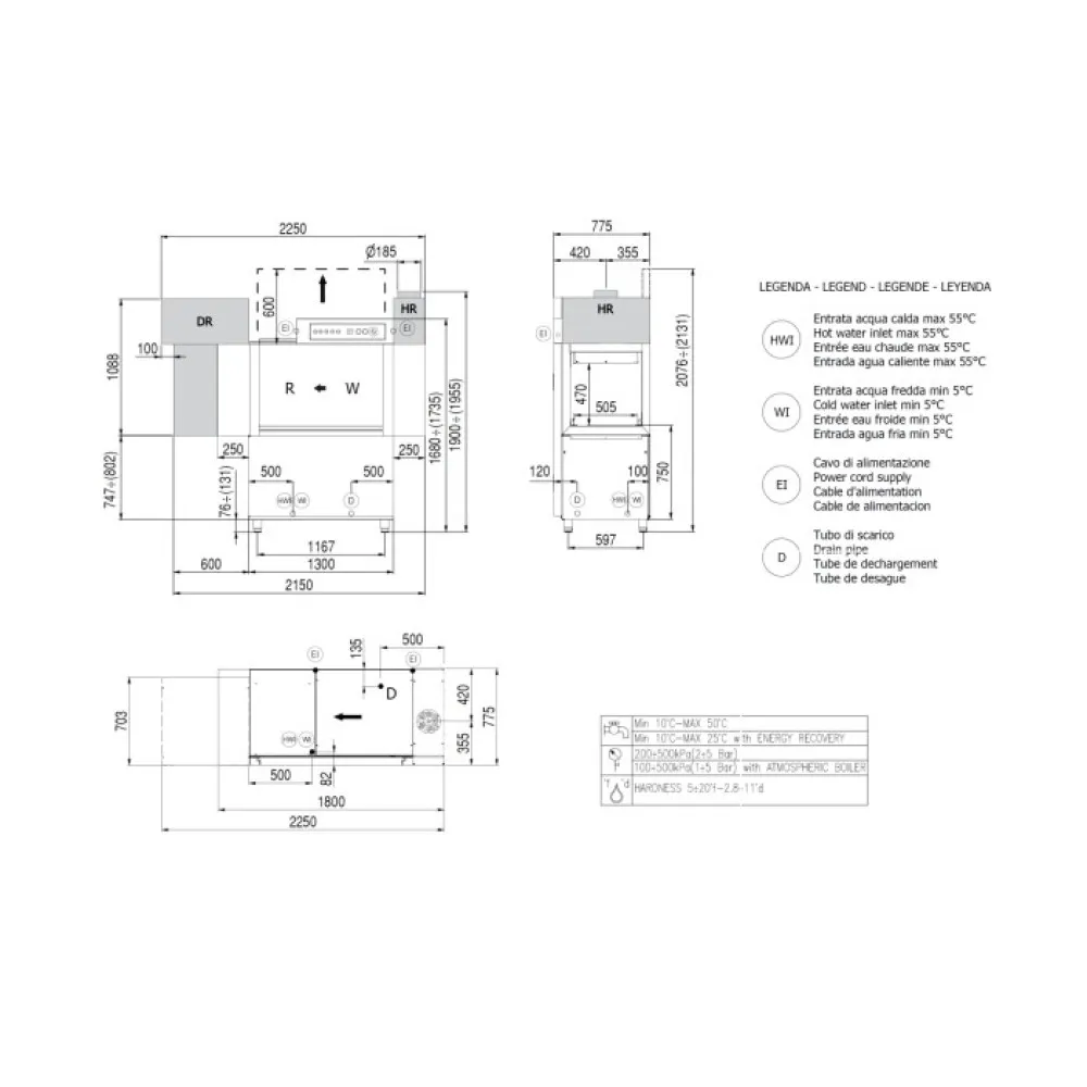 RK2000 Elektromehaaniline Konveiertüüpi Nõudepesumasin