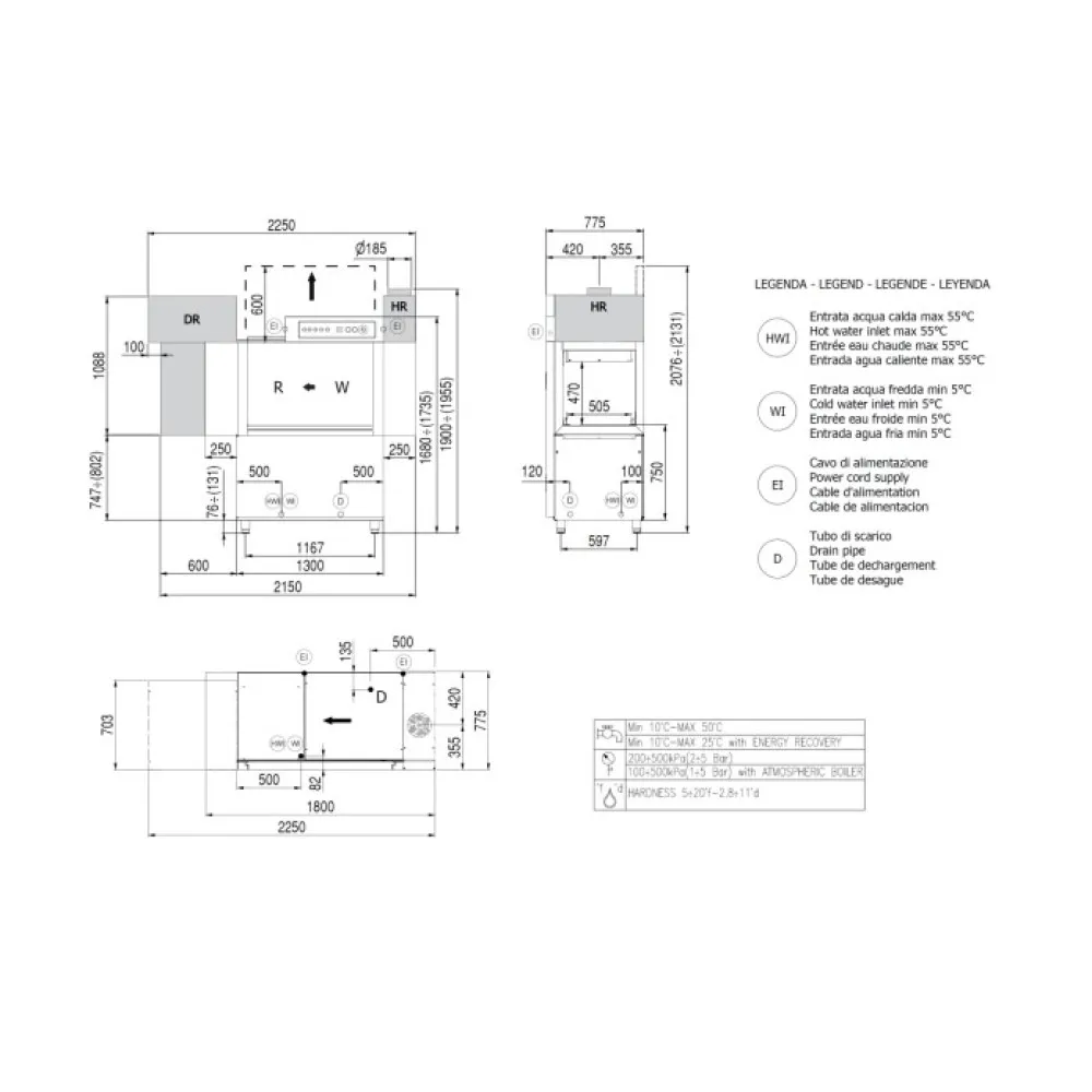 RK2500 Elektromehaaniline Konveiertüüpi Nõudepesumasin