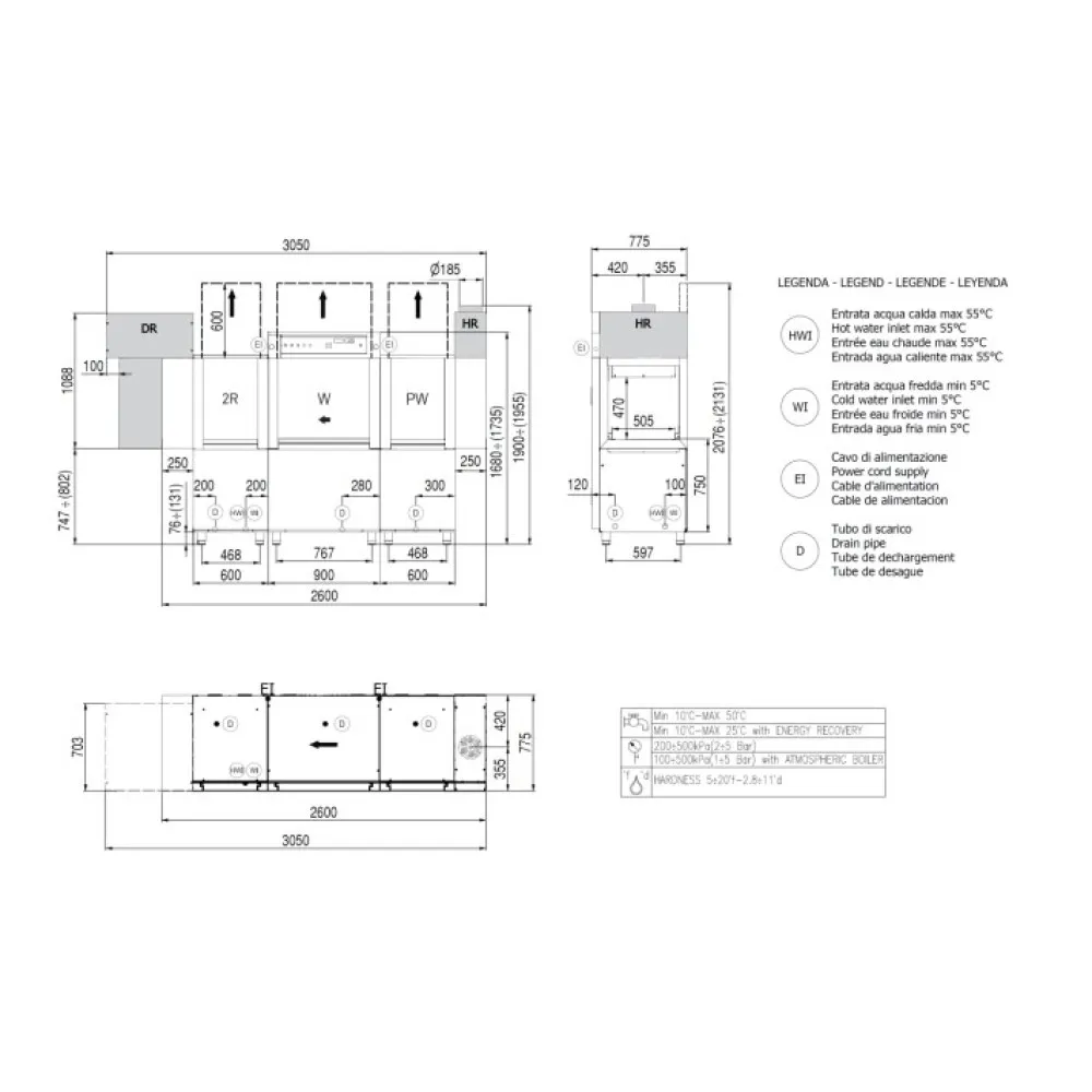 Elekromehāniskā konveijera trauku mazgājamā mašīna RKR4000
