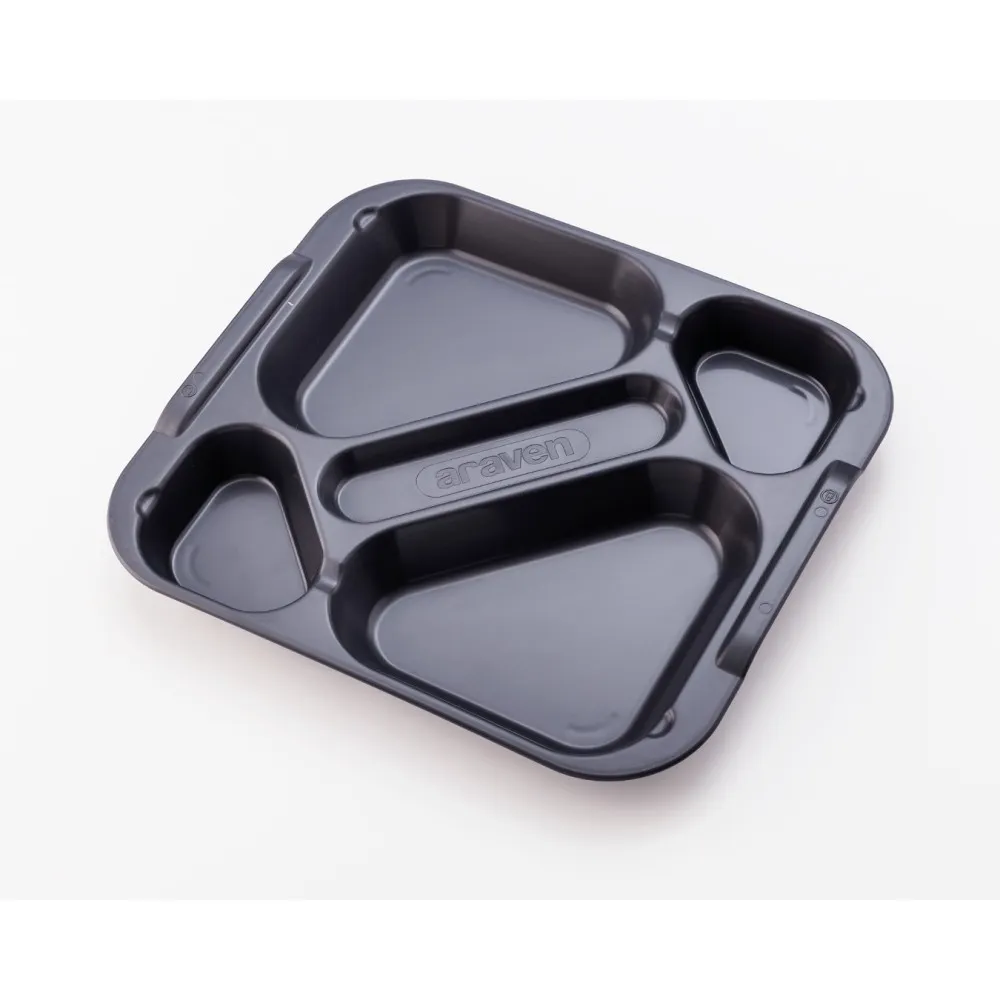 5-Compartment Food Serving Tray - Grey Polypropylene