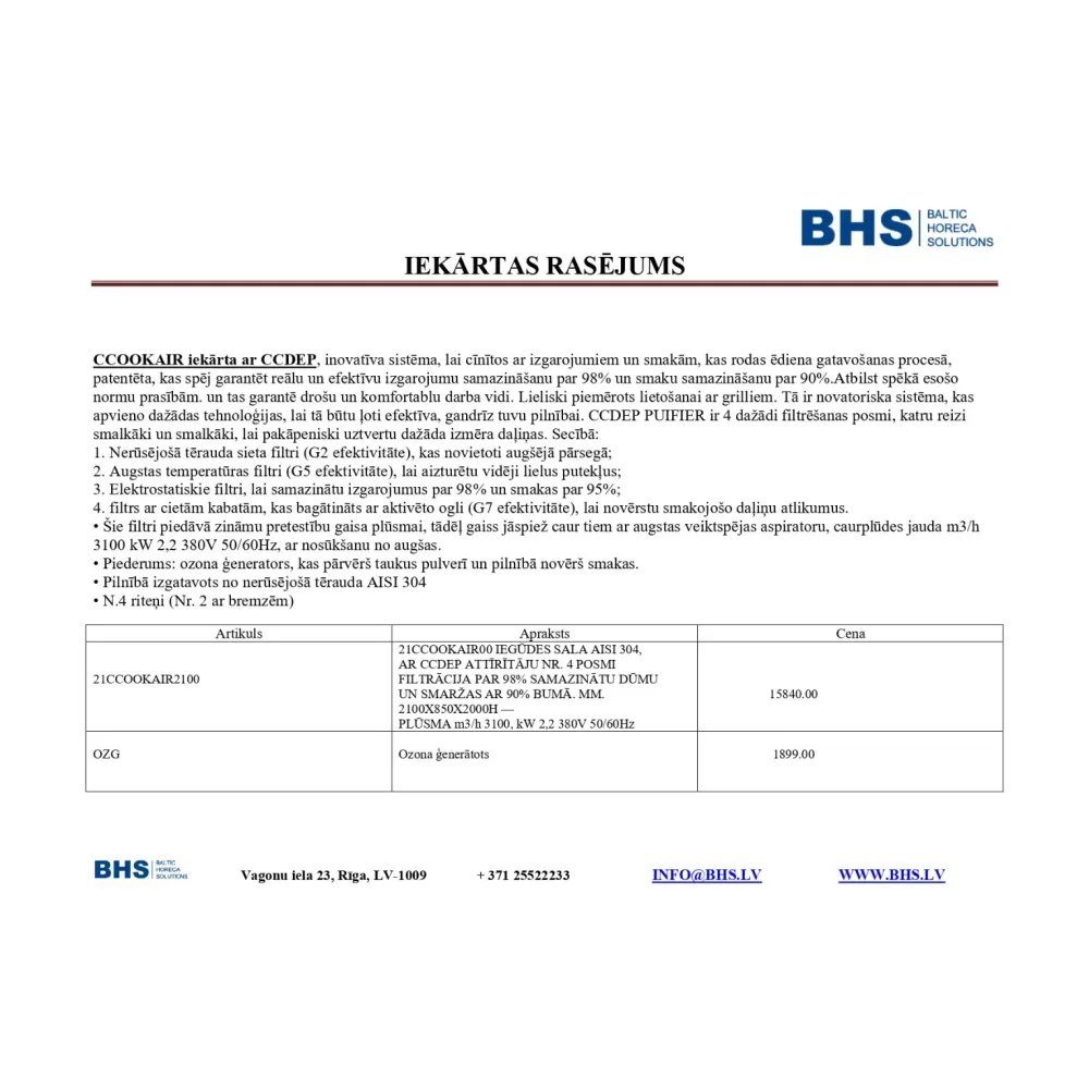 Îlot d'extraction CCOOKAIR