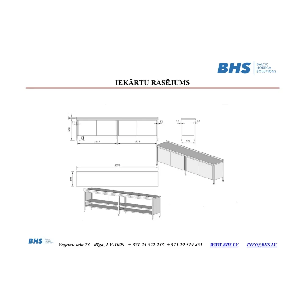 Nerūsējošā tērauda galds ar praktiskām bīdāmām durvīm